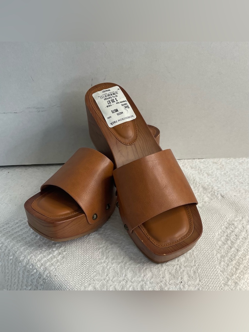 Splendid Toffee Leather Platform Slide Sandals Size 7M~ Dressy Summer